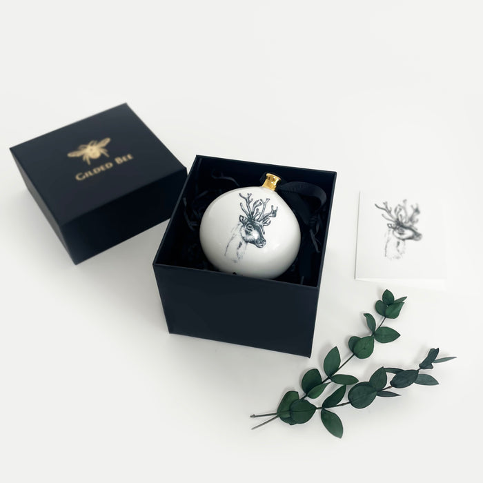 Luxury British Made Bone China Reindeer Bauble