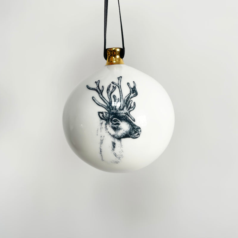 Luxury British Made Bone China Reindeer Bauble