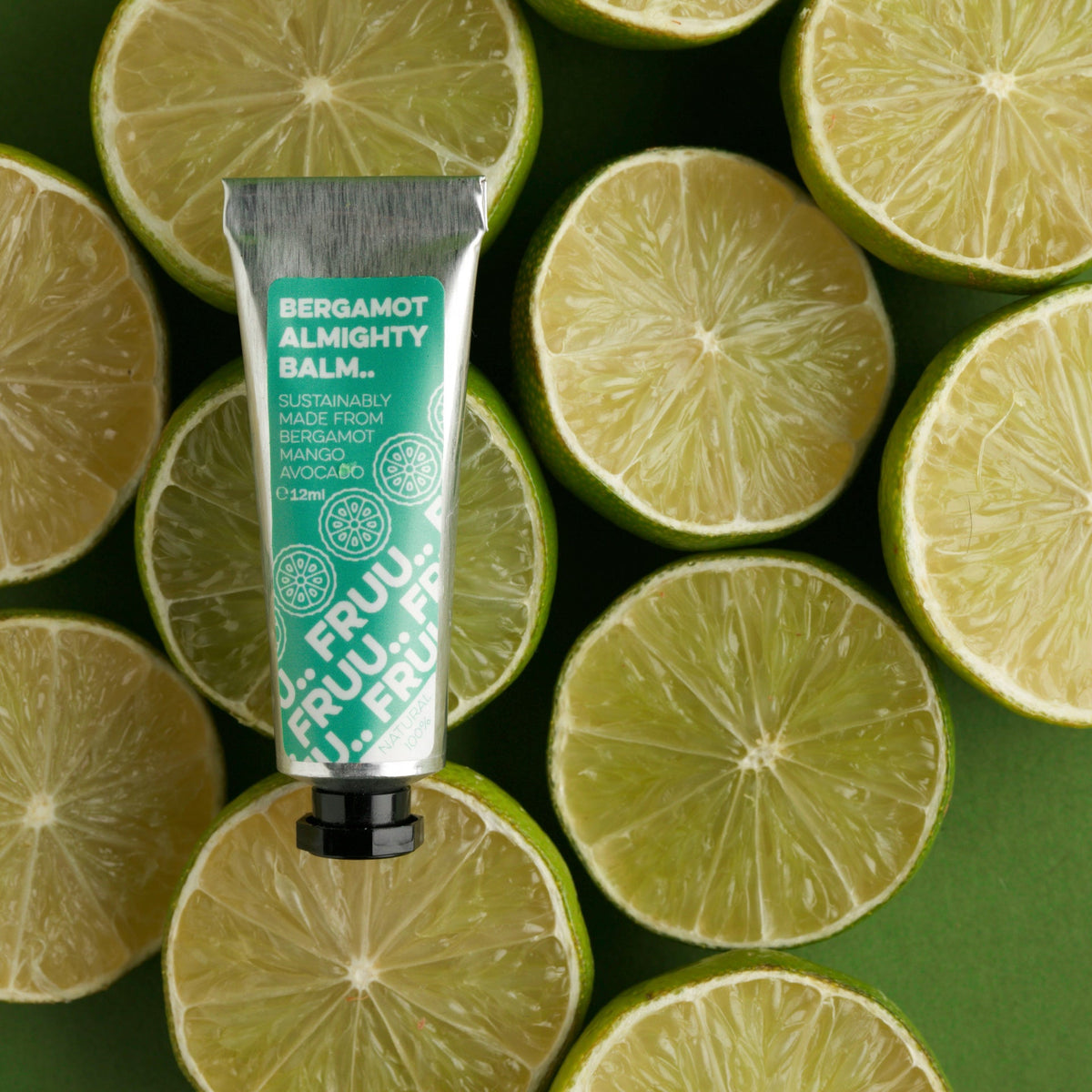 The Bergamot Almighty Balm from Fruu is a sustainable wellbeing gift made from surplus fruit. A versatile, eco-friendly essential for on-the-go care.