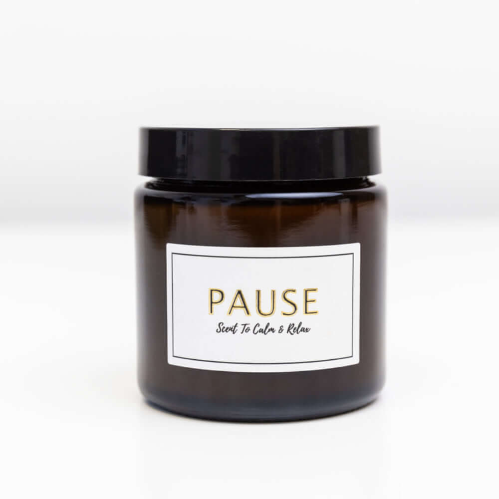 Pause candle scent to calm and relax