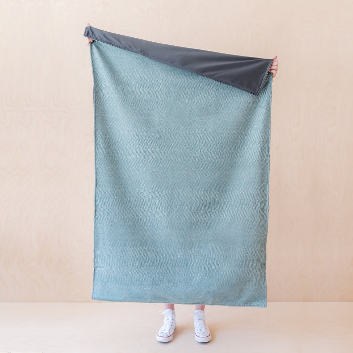 TBCo Recycled Wool Small Picnic Blanket – Sage Herringbone