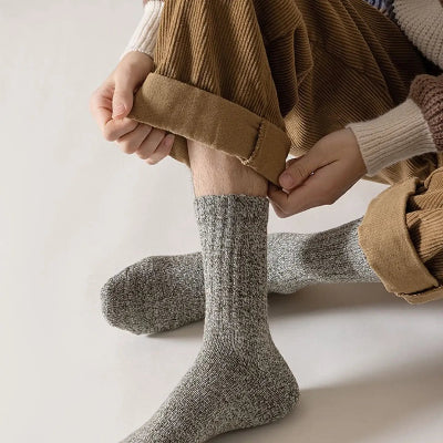 Mens Wool Socks. Man wearing grey 