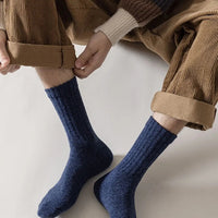 Mens Wool Socks. Man wearing blue