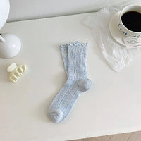 Happy Knits ruffled cotton socks - in blue