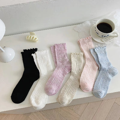 Happy Knits ruffled cotton socks - multiple colour options 